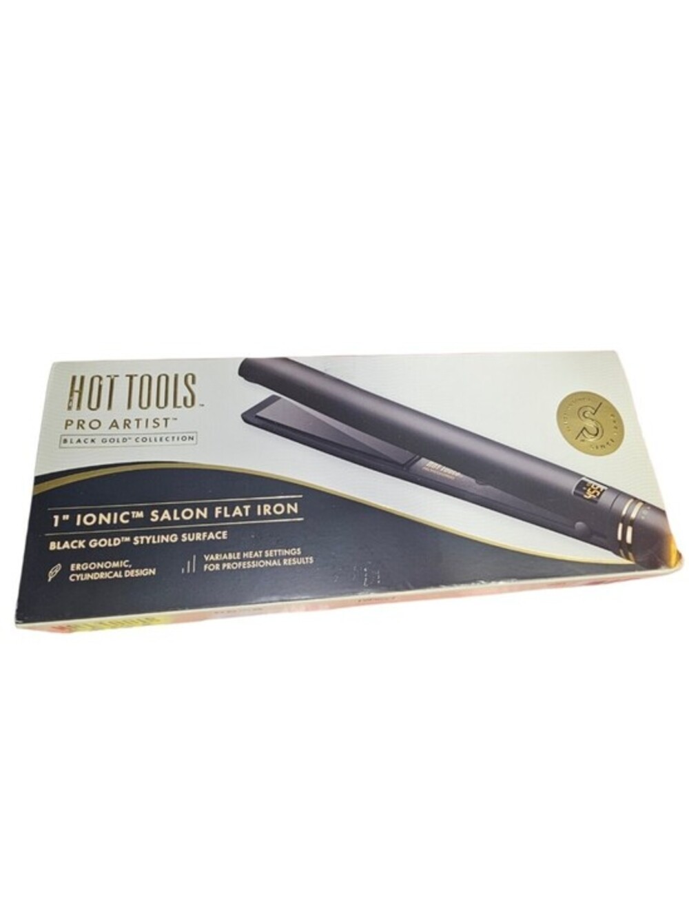 Hot Tools Pro Artist Flat Iron Black Gold Collection 1 1/4 Hair Straightener NEW